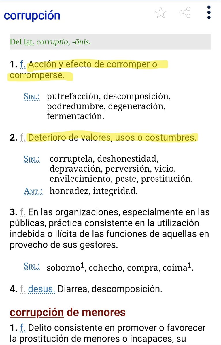 FOFORO99's tweet photo. @monycoronel Un buen comienzo para intentar entender el fenomeno de la #CORRUPCIÓN (en cualquier lugar) seria bueno comenzar por comprender / entender QUE ES LA #CORRUPCIÓN y de ahí analizar TODOS LAS CONSECUENCIAS Y TIPOS.
👇🏽 definiciones de #CORRUPCIÓN y #CORROMPER
SALUDO
cc. @JACrespo1 https://t.co/tDKpe2EBP0