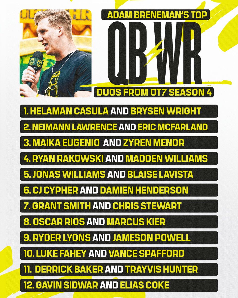 OT7 Season 4 has been a movie.

These are the QB-WR duos that lit it up all year. ⬇️