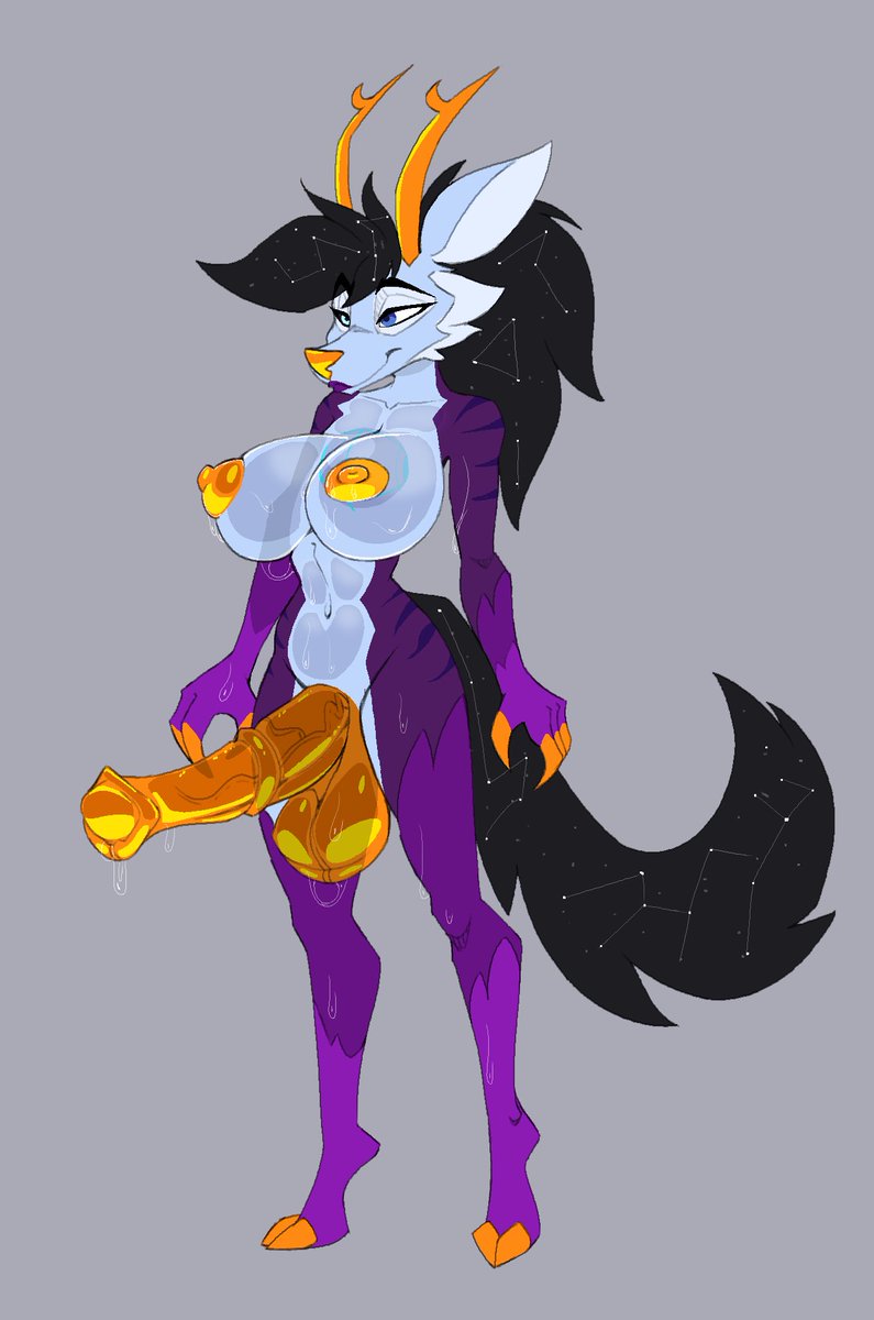 [THOT Hybrid commission for Inkhoof and Skylar for a new OC combining their OCs into an offspring]

Whaddyou get when you cross a goopy deer and a shark? You get a
Goo
Wolf
Deer
With space hair