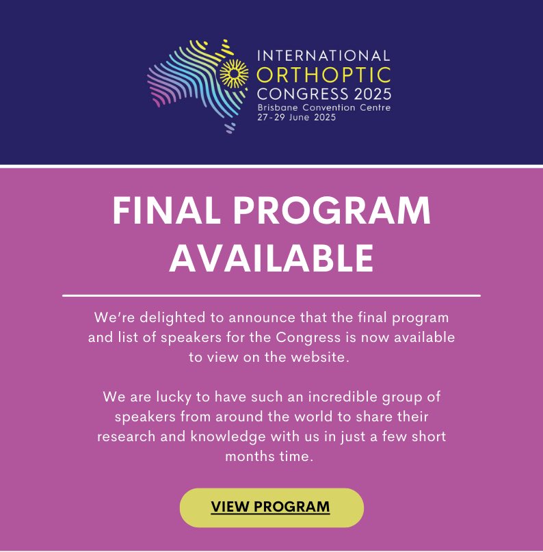 janeschuller's tweet photo. The International Orthoptic Congress June 27–29, 2025 is set to offer a comprehensive program for orthoptists and vision care professionals worldwide! Join  us and colleagues from 23 countries already registered! #ioc2025 🇦🇺🦘🐨 ☀️https://t.co/1GApT0M3SA https://t.co/Ux60i4s9Na