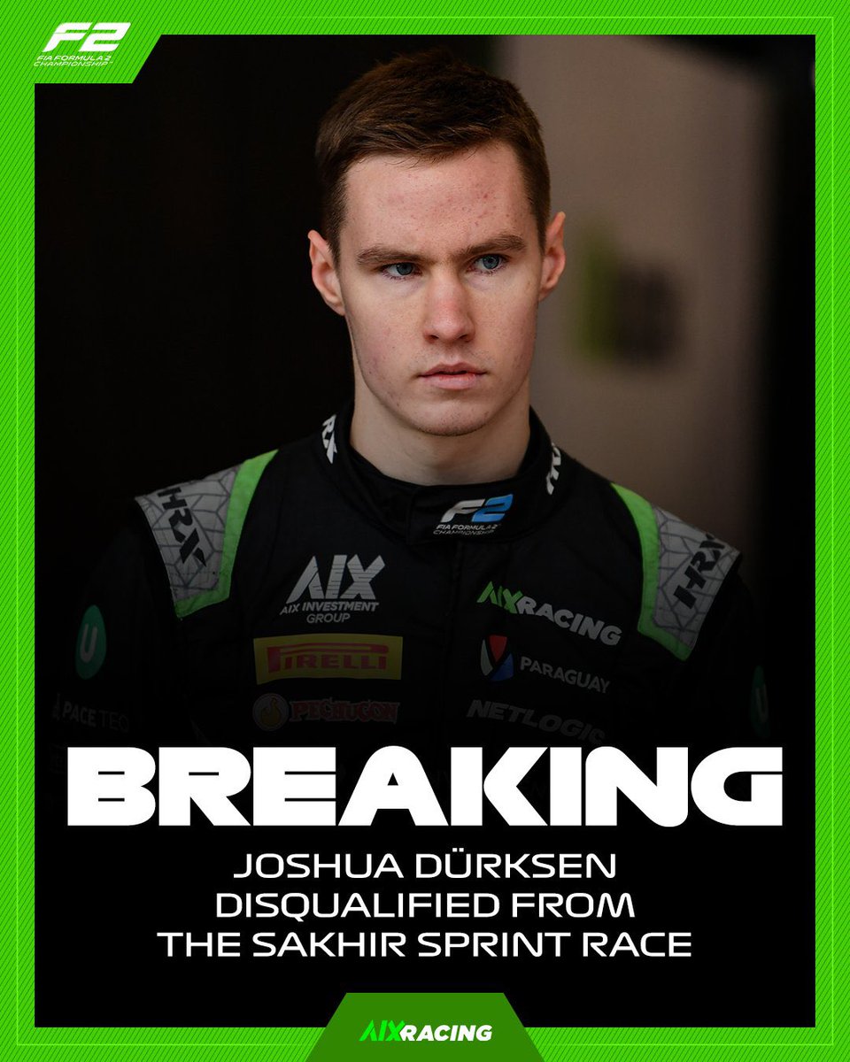 Joshua Duerksen, quedó descalificado de la sprint y perdió el podio 🥲

Esto se debe a cuestiones técnicas de su vehículo, que incumplían la exigencia establecida en el reglamento (difusor Strake 1) 😕
