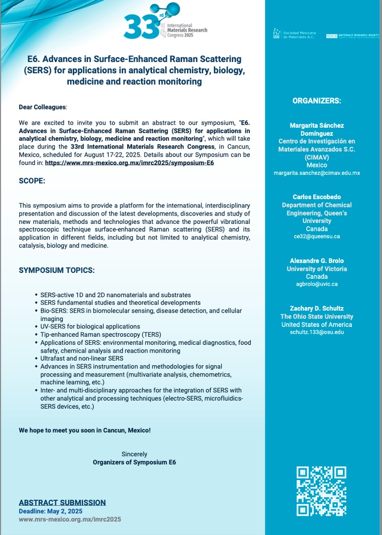We are organizing a #SERS symposium  <a href="/Materials_MRS/">Materials Research Society (MRS)</a> <a href="/SMMaterAC/">Sociedad Mexicana de Materiales AC</a> in #Cancun 🇲🇽 Deadline for abstract submission is May 1st. Feel free to email any of the organizers for more information. Great conference and nice beach are powerful combination for good science, networking and fun😀