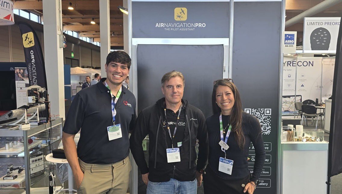AirNavPro's tweet image. We're also grateful to all our partners who support our app — from chart providers to real-time traffic and weather data suppliers — and to the incredible organizers of AERO for another top-notch edition. It was a pleasure co-exhibiting with Levil Aviation again this year!