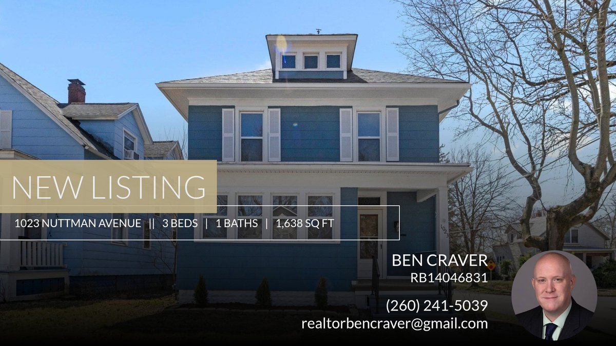 BenCraver's tweet photo. 📍 New Listing 📍 Take a look at this fantastic new property that just hit the market located at 1023 Nuttman Avenue in Fort Wayne. Reach out here or at (260) 241-5039 for more information https://t.co/efsPgucY8K https://t.co/ffODQq19qQ