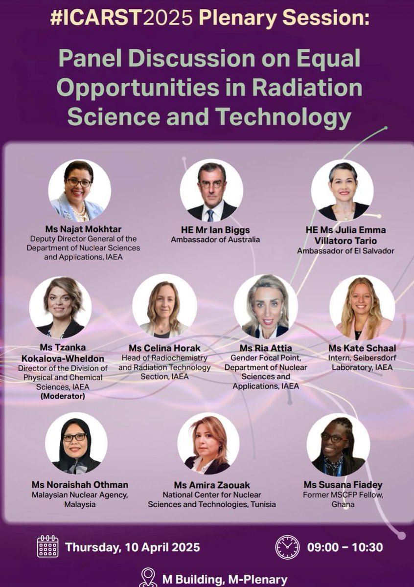 JuliaVillatoroT's tweet image. Honored to join #ICARST2025 panel on “Equal Opportunities in Radiation Science and Technology”. Proud to present El Salvador’s commitment and advances to this important matter. 
@iaeaorg 
@IAEANA  
@WiN_IAEA @WiNIAEAChapter