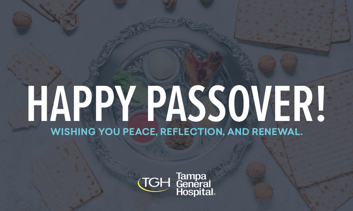 Tampa General Hospital (@tghcares) on Twitter photo Matzo, memories, and meaningful moments! Wishing you a happy Passover filled with peace, laughter, and time with the people who matter most. 💙 #Passover #ChagSameach Matzo, memories, and meaningful moments! Wishing you a happy Passover filled with peace, laughter, and time with the people who matter most. 💙 #Passover #ChagSameach