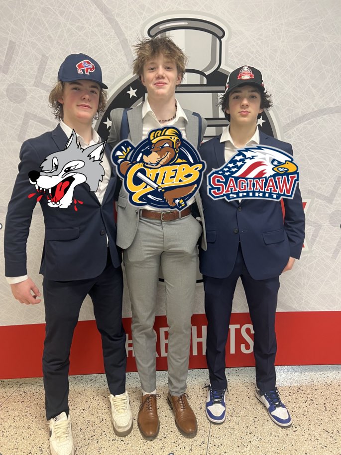 Congratulations to the three Buffalo Regals alumni who got selected in the 2025 OHL Priority Draft this weekend. Pictured are Norm Greene (Sudbury Wolves, round 10, pick 193), Solomon Wolf (Erie Ottters, round 8, pick 154) and Sawyer Schmidt (Saginaw Spirit, round 7, pick 135)