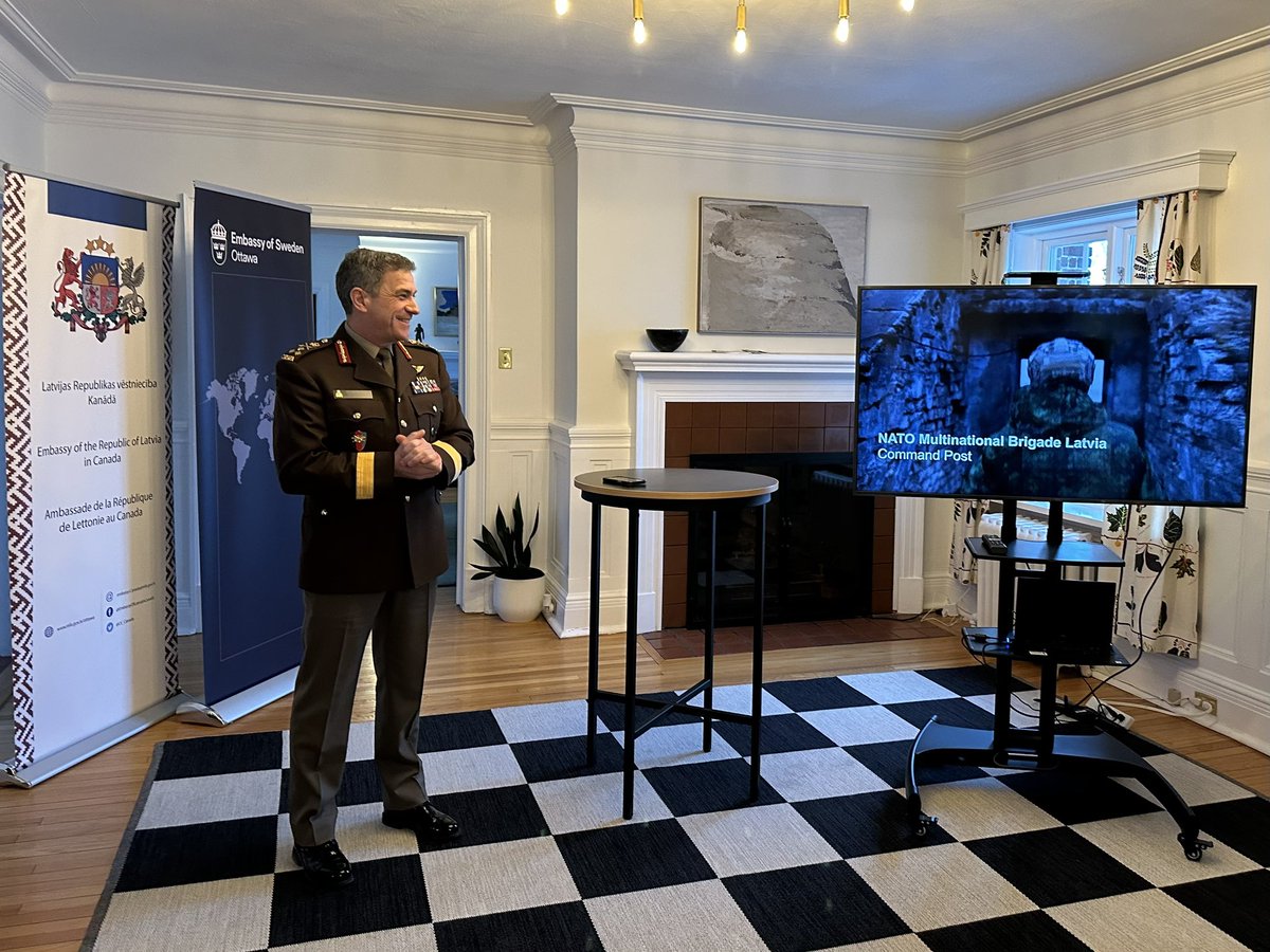 Signe Burgstaller (@sweambcan) on Twitter photo Delighted to co-host with <a href="/LV_Canada/">Latvia 🇱🇻 in Canada</a> Ambassadors & Defence Attachés from 13 contributing nations to Canada-led <a href="/NATOMNBLatvia/">NATO Multinational Brigade Latvia</a> for insightful & informative conversation with Lt General Steve Boivin, Commander of <a href="/CJOC_COIC/">Canadian Joint Operations Command</a>, on collective defence role of the brigade.
#WeAreNATO Delighted to co-host with <a href="/LV_Canada/">Latvia 🇱🇻 in Canada</a> Ambassadors & Defence Attachés from 13 contributing nations to Canada-led <a href="/NATOMNBLatvia/">NATO Multinational Brigade Latvia</a> for insightful & informative conversation with Lt General Steve Boivin, Commander of <a href="/CJOC_COIC/">Canadian Joint Operations Command</a>, on collective defence role of the brigade.
#WeAreNATO