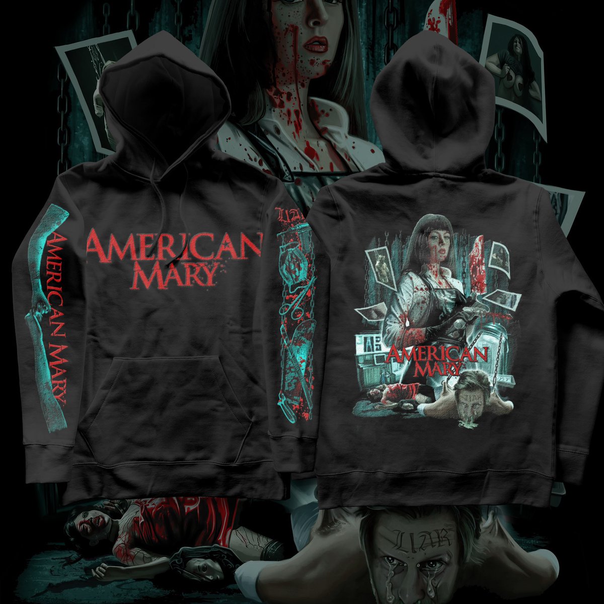 twisted_twins's tweet photo. “Have you ever heard of body modification?”

Wear this BADASS American Mary merch designed by @GibsonGraphix and sold by our friends at @UnusualHorror!!!

We LOVE these designs ♥️♥️♥️ https://t.co/Hhsdqo8r0X