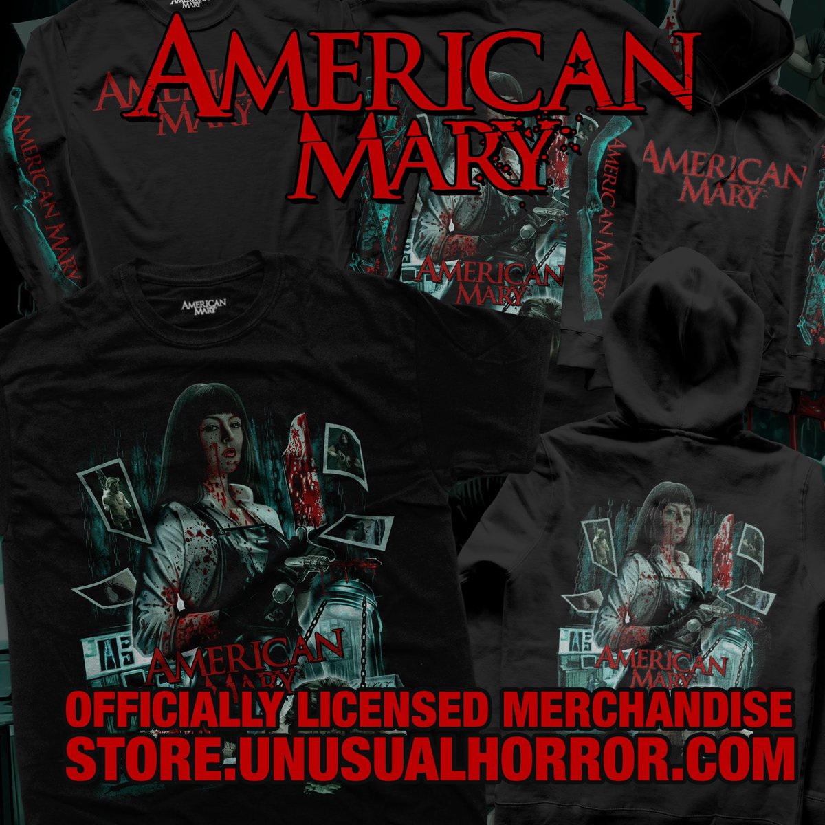 twisted_twins's tweet photo. “Have you ever heard of body modification?”

Wear this BADASS American Mary merch designed by @GibsonGraphix and sold by our friends at @UnusualHorror!!!

We LOVE these designs ♥️♥️♥️ https://t.co/Hhsdqo8r0X