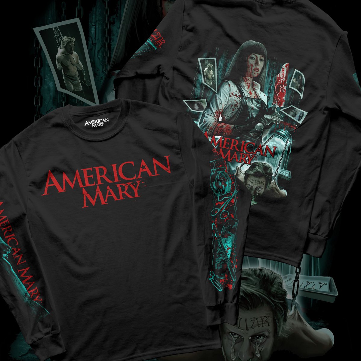twisted_twins's tweet photo. “Have you ever heard of body modification?”

Wear this BADASS American Mary merch designed by @GibsonGraphix and sold by our friends at @UnusualHorror!!!

We LOVE these designs ♥️♥️♥️ https://t.co/Hhsdqo8r0X