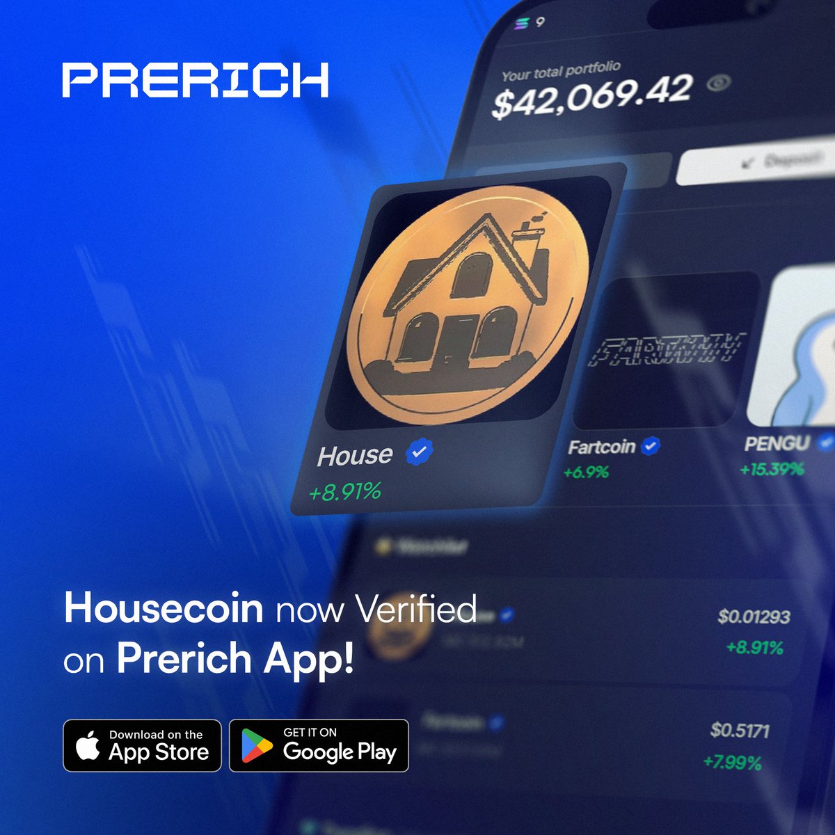 Welcome home.

<a href="/HousecoinOnSol/">Housecoin</a> is now verified on Prerich.

You can trade $House here 👇

app.prerich.com/solana/coin/Di…