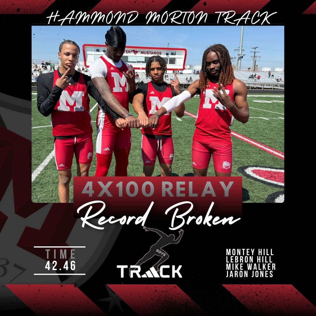 Hammond Morton Track & Field (@hammondmortontf) on Twitter photo Congratulations to our boys 4x1 for breaking the school record. <a href="/morton_hammond/">Hammond Morton Governors Athletics</a> <a href="/Jaron_Jones_/">JaronJones</a> <a href="/realmwj__/">Mike Walker Jr</a> <a href="/bronbron5_/">LEBRON HILL</a> Congratulations to our boys 4x1 for breaking the school record. <a href="/morton_hammond/">Hammond Morton Governors Athletics</a> <a href="/Jaron_Jones_/">JaronJones</a> <a href="/realmwj__/">Mike Walker Jr</a> <a href="/bronbron5_/">LEBRON HILL</a>