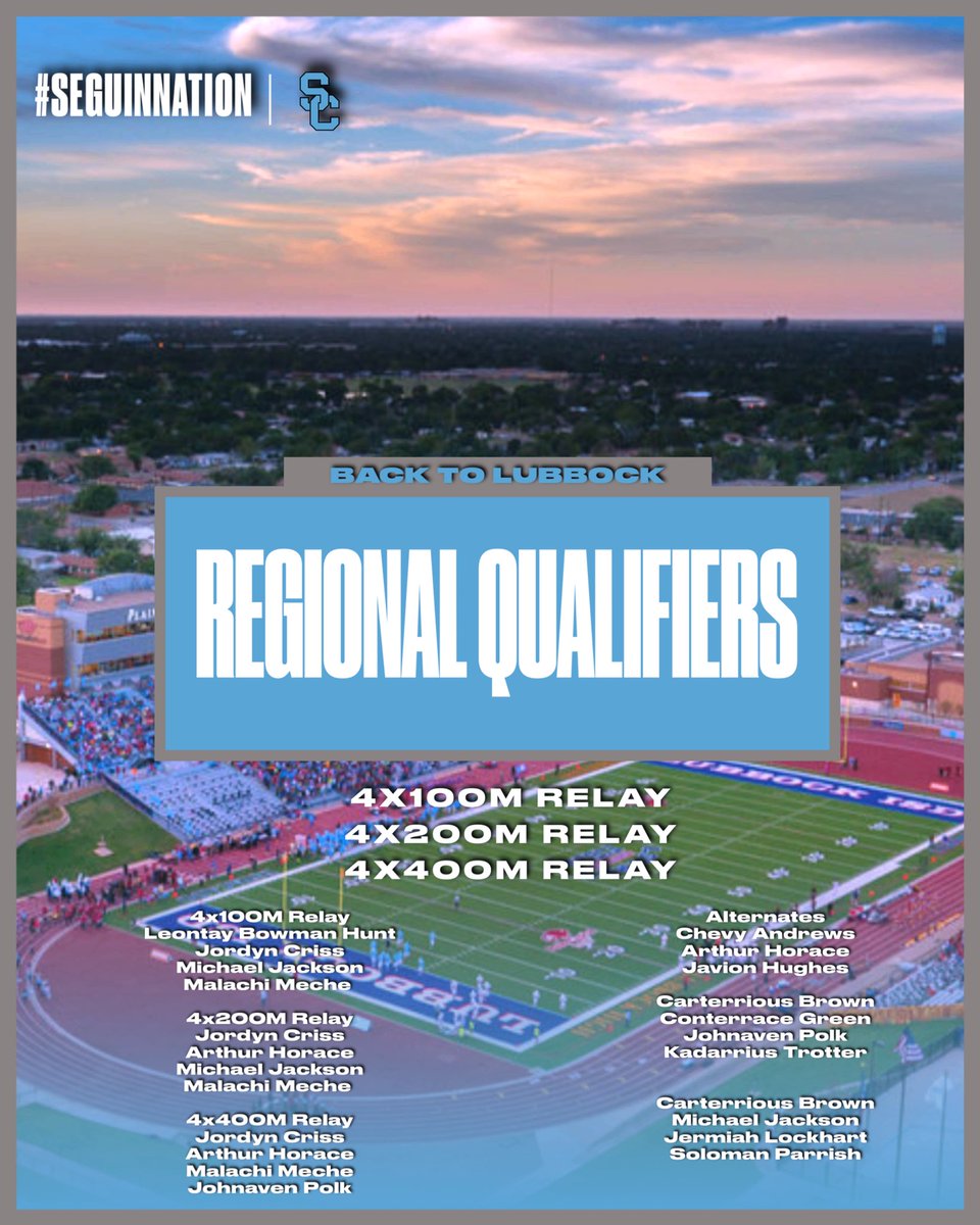 ASeguinTrack's tweet image. Heading Out West to Lubbock next week!
Congratulations to all three of our relay teams for qualifying for Regionals! #LetsHoop #SeguinNation #Southside @coachjoegordon @blin_jr @AISD_ATH @Seguin_cougars @JuanSeguinHS