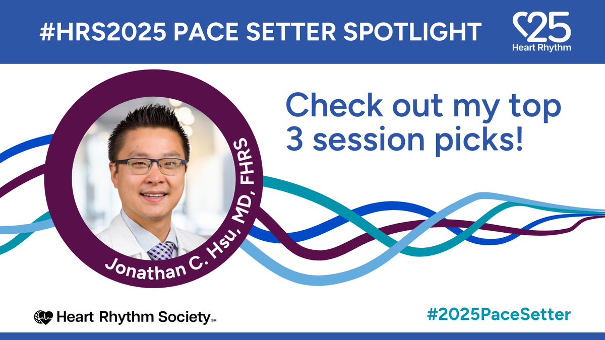 Heart Rhythm Society (@hrsonline) on Twitter photo Get a head start on your #HRS2025 experience.
Pace Setter Jonathan C. Hsu, MD, FHRS (<a href="/JonHsuMD/">Jonathan Hsu, MD</a>) shares the 3 sessions he's most looking forward to: bit.ly/3EbIPZl
#2025PaceSetter Get a head start on your #HRS2025 experience.
Pace Setter Jonathan C. Hsu, MD, FHRS (<a href="/JonHsuMD/">Jonathan Hsu, MD</a>) shares the 3 sessions he's most looking forward to: bit.ly/3EbIPZl
#2025PaceSetter