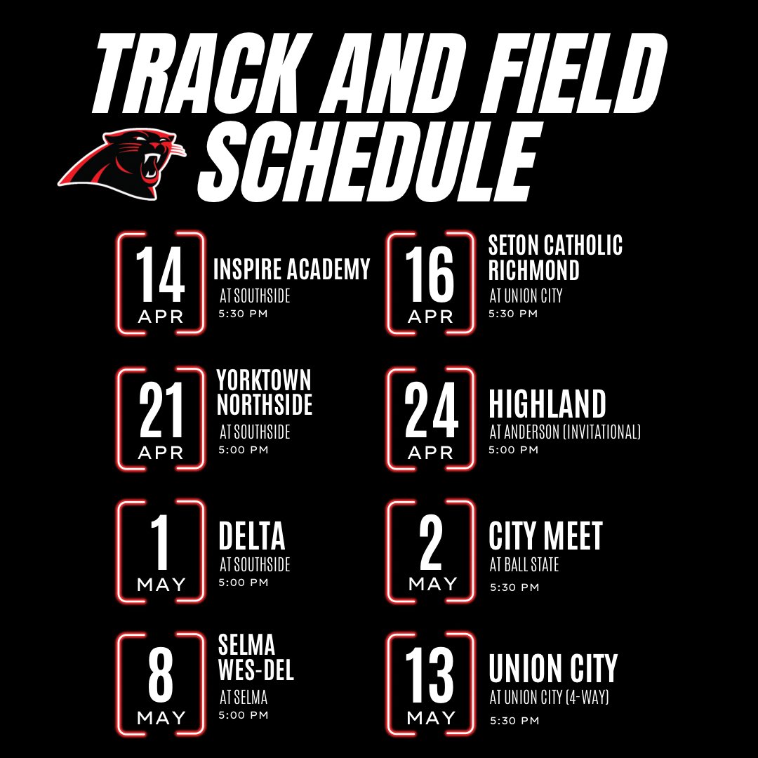 Southside track and field schedule! #GoPanthers