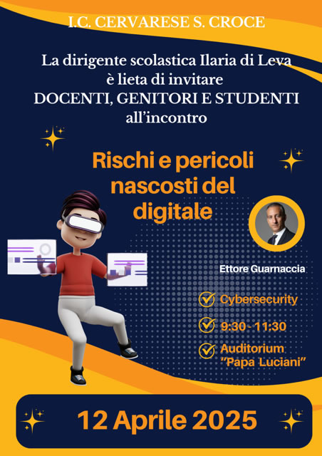 Docenti, genitori e ragazzi hanno animato l’auditorium dell’Istituto Comprensivo Cervarese Santa Croce sabato 12 aprile per assistere alla conferenza “Rischi e Pericoli del Digitale” 
LINK: ettoreguarnaccia.com/archives/9279
#IA #intelligenzaartificiale #smartphone #socialmedia #videogiochi