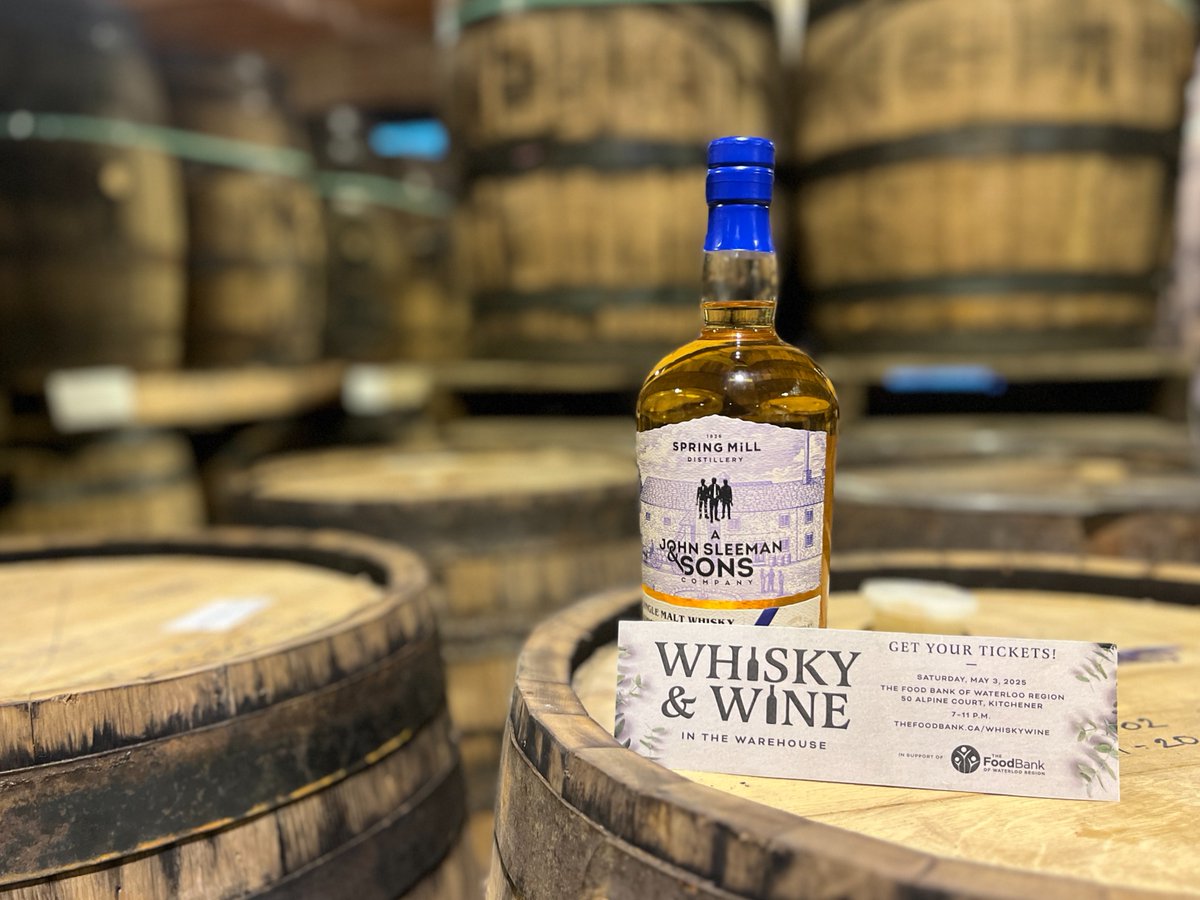 The Food Bank of Waterloo Region (@foodbankwatreg) on Twitter photo A selection of whiskies from Guelph-based John Sleeman and Sons, <a href="/SpringMill1836/">Spring Mill Distillery</a>, will be featured at Whisky & Wine in the Warehouse! We’re so grateful for their support in helping make this first-time event something special 🥃
Just 3 weeks to go—don’t miss your chance to sip, A selection of whiskies from Guelph-based John Sleeman and Sons, <a href="/SpringMill1836/">Spring Mill Distillery</a>, will be featured at Whisky & Wine in the Warehouse! We’re so grateful for their support in helping make this first-time event something special 🥃
Just 3 weeks to go—don’t miss your chance to sip,