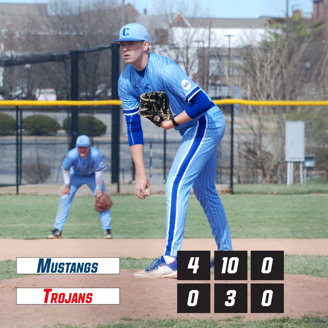 #MustangsWin! Baseball pulls out the 🧹 for Hannibal-Lagrange behind 10 Ks from Gram Middleton #leadthestampede #wearecbc