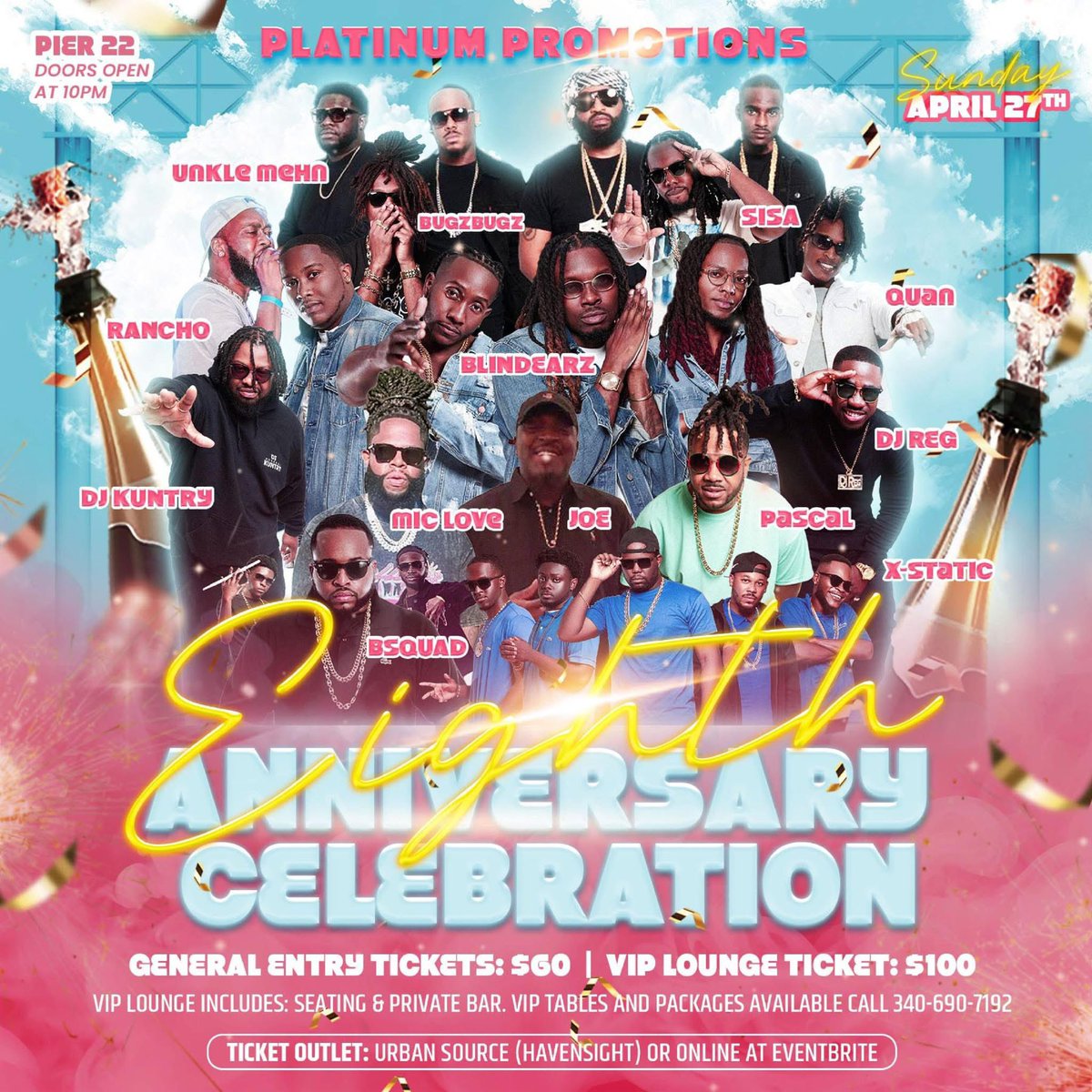 BingyInTheVI's tweet photo. 8 YEARS of pure vibes and chaos — and we’re not slowing down! 🎉🔥
Platinum Promotions presents the ultimate anniversary bash
Sunday, April 27th | Pier 22 | 10PM 

https://t.co/nYcWIDiugv https://t.co/Rrv1TiMYf6
