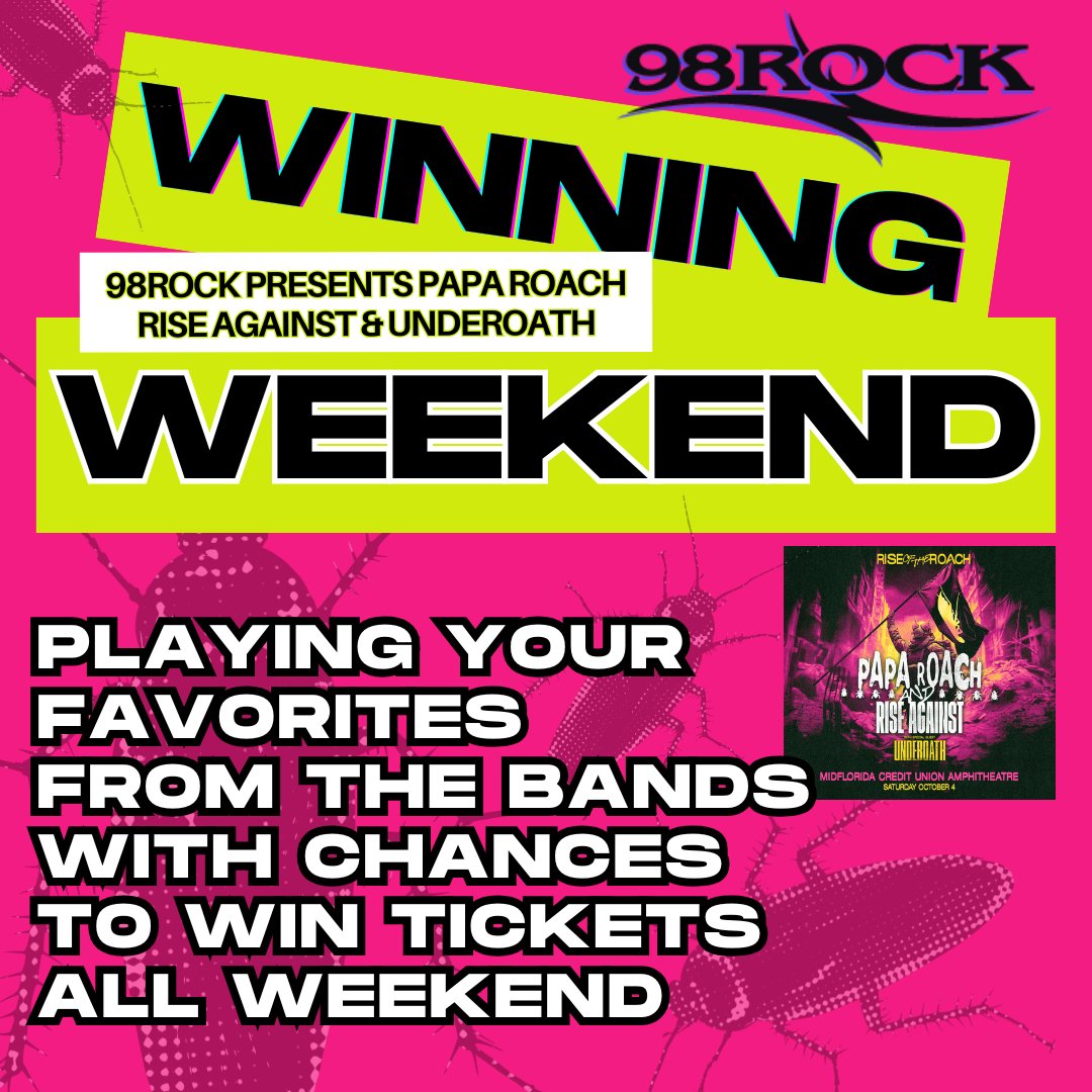 98rocktampabay's tweet image. GOOD MORNING Tampa Bay rockers 🤘
Another @paparoach  ticket drop is coming at 7:40!
Talkback on the iHeart app + key phrase = 🔥 your entry to win!
Don’t miss out—this show’s gonna be INSANE.
Alexa, Siri, Google Play WXTB on #iHeartRadio 
#PapaRoach #98ROCK #RockAndWin
