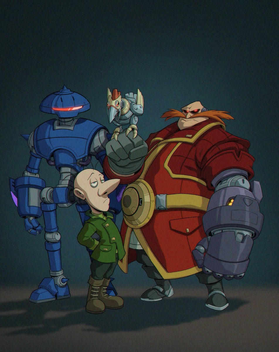 KnotholeTeam's tweet photo. The bad lads are here!

It's the big man, Dr. Julian Robotnik with his ever trusty and oh so loyal electric chicken, Cluck! And the backbone of the Robotropolis forces, the SWATbot Mrk.II! 

Oh, and Snively is here as well.

#SonicTheHedgehog #Robotnik #Snively #Cluck #SWATbot https://t.co/yunNp972Un