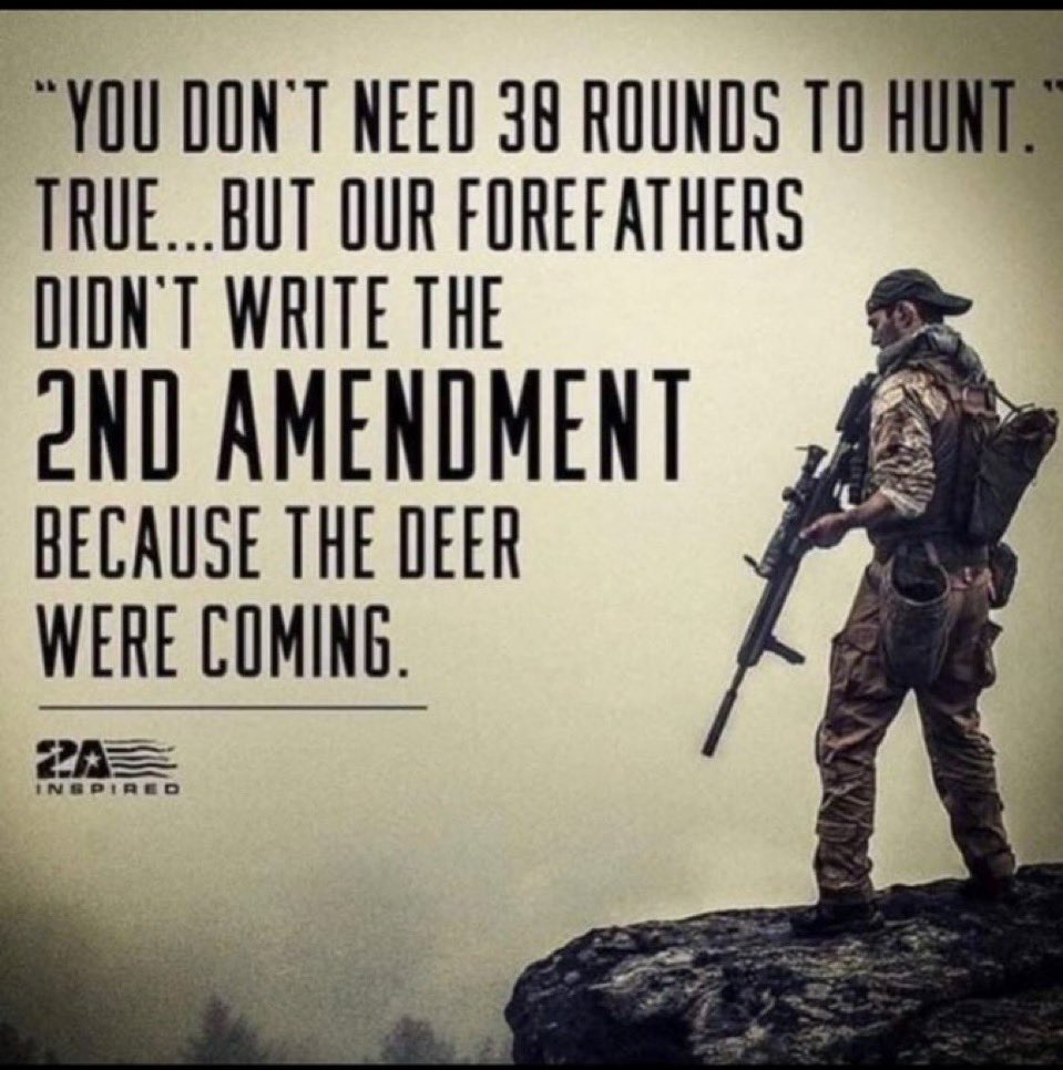 BreakTheChainsM's tweet image. The second amendment was not written for hunting or sport shooting. 

The 2nd amendment was written to specifically defend the people against a tyrannical government. 

#DefendtheSecond #fightforfreedom