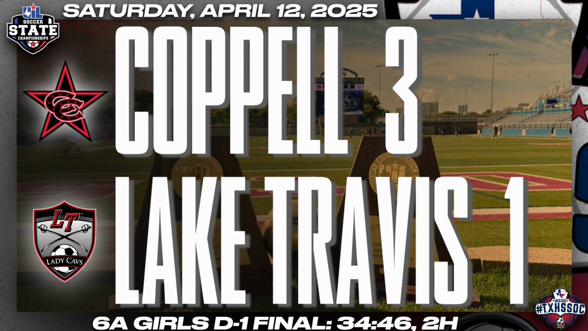 50_50Pod's tweet photo. 6A Girls D1 Final:                    
#UILState              

GOOOAL Cowgirls!! #25, Summer Chen w/ a 30-yard strike off the left post. 

@CoppellCowgirls 3 - 1 @ltladycavsoccer
#TXHSSOC #GoingToGeorgetown https://t.co/InVTzfCU9l