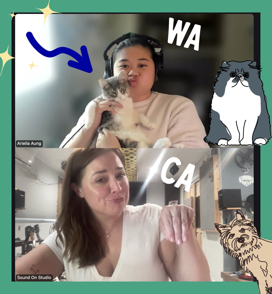SoundOnStudio's tweet image. That sweet sweet Saturday afternoon demo coaching, with cat!! Wonderful work today, Arie!! 🐱🎉 #keepgoing #voiceover #remotelearning