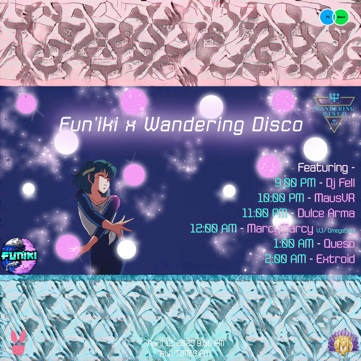 WanderingVR's tweet image. Collab tonight with Fun'iki club!
Doors open: 9:00 pm EST, lets goo!
@toge_toi @Eshernnn @yumekokitten
