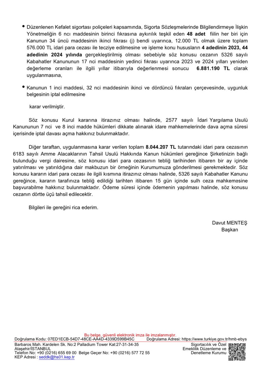 KAMUOYUNA SAYGIYLA DUYURULUR.