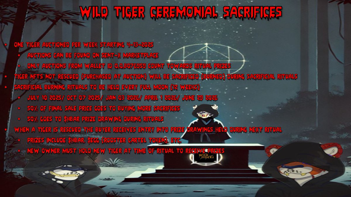 With that in mind, the Ceremonial Tigers have to maintain population control somehow, so we're gamifying NFT burns.

WANNA PLAY?
HERES HOW