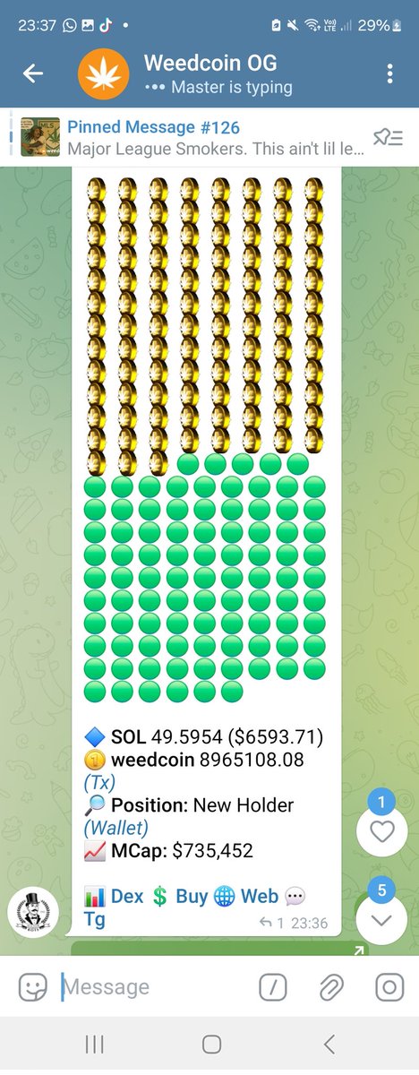 When buys are so big and frequent we can't chat on TG. 

Not to mention we're stoned af....

#weedcoin #weedcoiners