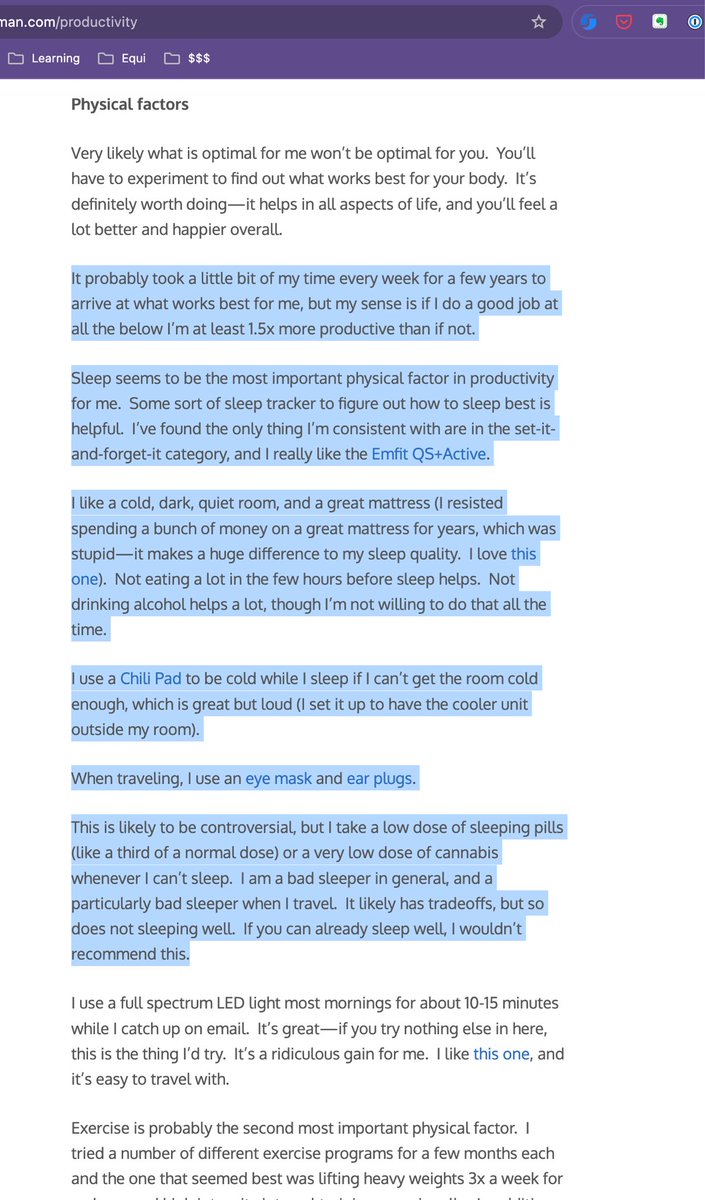 All the productive modern Ashkenazis seem to arrive at the same regimen.. have heard some variation of this from half a dozen founders in the past month