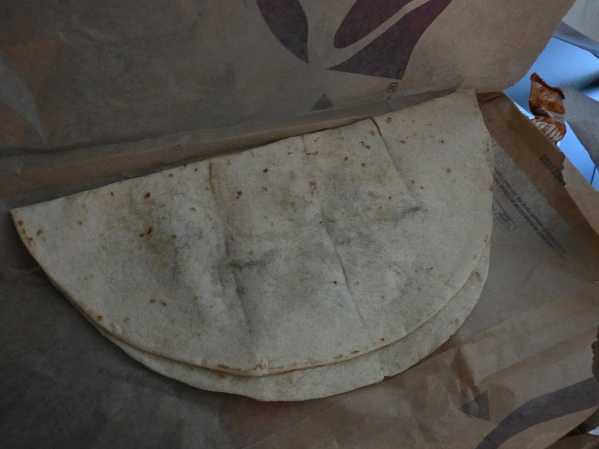 tcuffe's tweet photo. @tacobell I am not living mas right now. $38 for six items which are stone cold and inedible. What happened to the good ole days? I miss us. https://t.co/ABgXRoP2RM