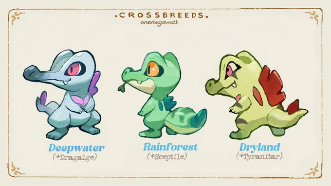 And the last but not least of my johto crossbreed series, these chompster bois. Which one is your fav ? 