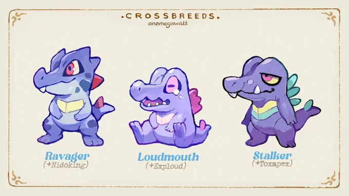 And the last but not least of my johto crossbreed series, these chompster bois. Which one is your fav ? 