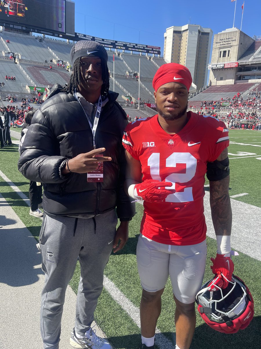 Justin Weeks (@5starr_jus) on Twitter photo After a Great conversation with <a href="/R2X_Rushmen1/">Larry A. Johnson</a> I am Extremely Blessed to receive an offer from The Ohio State University!!!🔴⚪️#GOBUCKEYES
<a href="/CoachM_Patrick/">M. Patrick</a> <a href="/N_Murph/">Nick Murphy</a> <a href="/OhioStateFB/">Ohio State Football</a> <a href="/247recruiting/">247Sports Recruiting</a> @On3Recruits <a href="/Rivals/">Rivals</a> <a href="/TomLoy247/">Tom Loy</a> <a href="/SWiltfong_/">Steve Wiltfong</a> <a href="/RustyMansell_/">Rusty Mansell</a> <a href="/ChadSimmons_/">ChadSimmons</a> After a Great conversation with <a href="/R2X_Rushmen1/">Larry A. Johnson</a> I am Extremely Blessed to receive an offer from The Ohio State University!!!🔴⚪️#GOBUCKEYES
<a href="/CoachM_Patrick/">M. Patrick</a> <a href="/N_Murph/">Nick Murphy</a> <a href="/OhioStateFB/">Ohio State Football</a> <a href="/247recruiting/">247Sports Recruiting</a> @On3Recruits <a href="/Rivals/">Rivals</a> <a href="/TomLoy247/">Tom Loy</a> <a href="/SWiltfong_/">Steve Wiltfong</a> <a href="/RustyMansell_/">Rusty Mansell</a> <a href="/ChadSimmons_/">ChadSimmons</a>