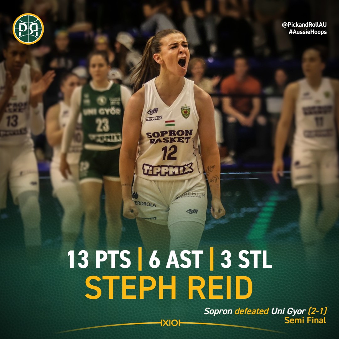 Steph Reid and Sopron have advanced to the Hungarian grand final series after defeating Uni Gyor, 68-55 in the deciding game 3 to win the series 2-1🙌
Darcee Garbin added 7 points and 7 rebounds for Uni Gyor.
#AussieHoops
