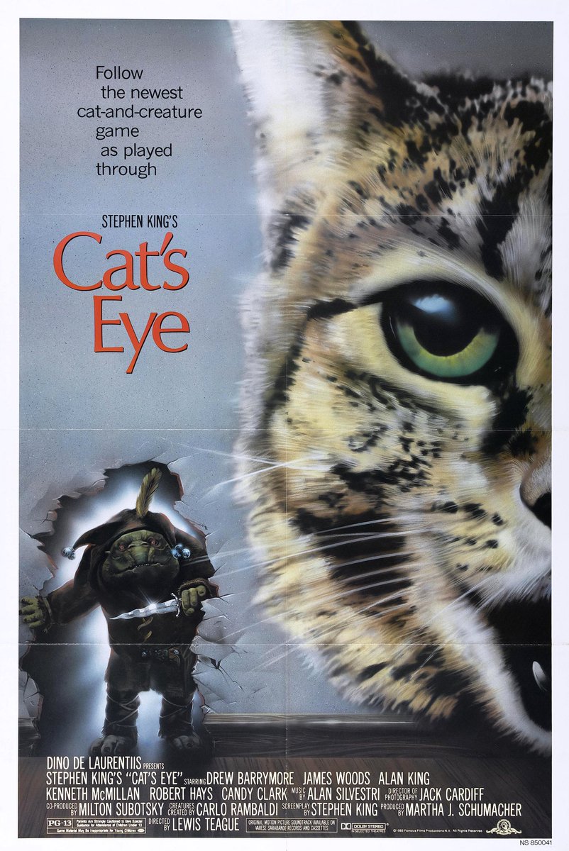 FilmNewsNos's tweet photo. 🎬MOVIE HISTORY: 40 years ago today, April 12, 1985, the movie ‘Cat’s Eye’ opened in theaters!

#DrewBarrymore #CandyClark #AlanKing #RobertHays #KennethMcMillian #JamesNaughton #JamesWoods #JamesRebhorn #CharlesSDutton #MikeStarr #StephenKing #LewisTeague https://t.co/cCZ4LptKAI