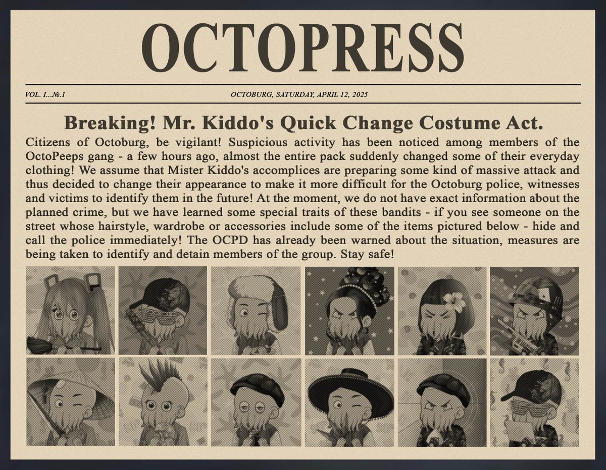Dear citizens of Octoburg! Don't leave the house tonight! <a href="/OctoPeepsNFTs/">OctoPeeps</a> are up to something very bad😧

📰octopeeps.com/dapps/octopress
📰opensea.io/collection/oct…