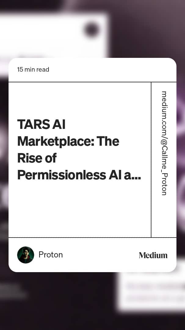 Callme_Proton's tweet photo. If you still think AI x Crypto is just hype, you haven’t seen what @tarsprotocol is cooking.

Permissionless AI? Tokenized intelligence? AI agents you can build, own, and trade?

TARS AI Marketplace isn’t just another marketplace —it’s the future of decentralized AI.

I broke it all down in this 15-minute read on Medium.

From AI Agent to Its Marketplace, I covered it all.

If you’re even slightly curious about where AI + Web3 is headed, you’ll want to check this out.

Read it here:
https://t.co/e6qgvrBMts

Let me know what you think!