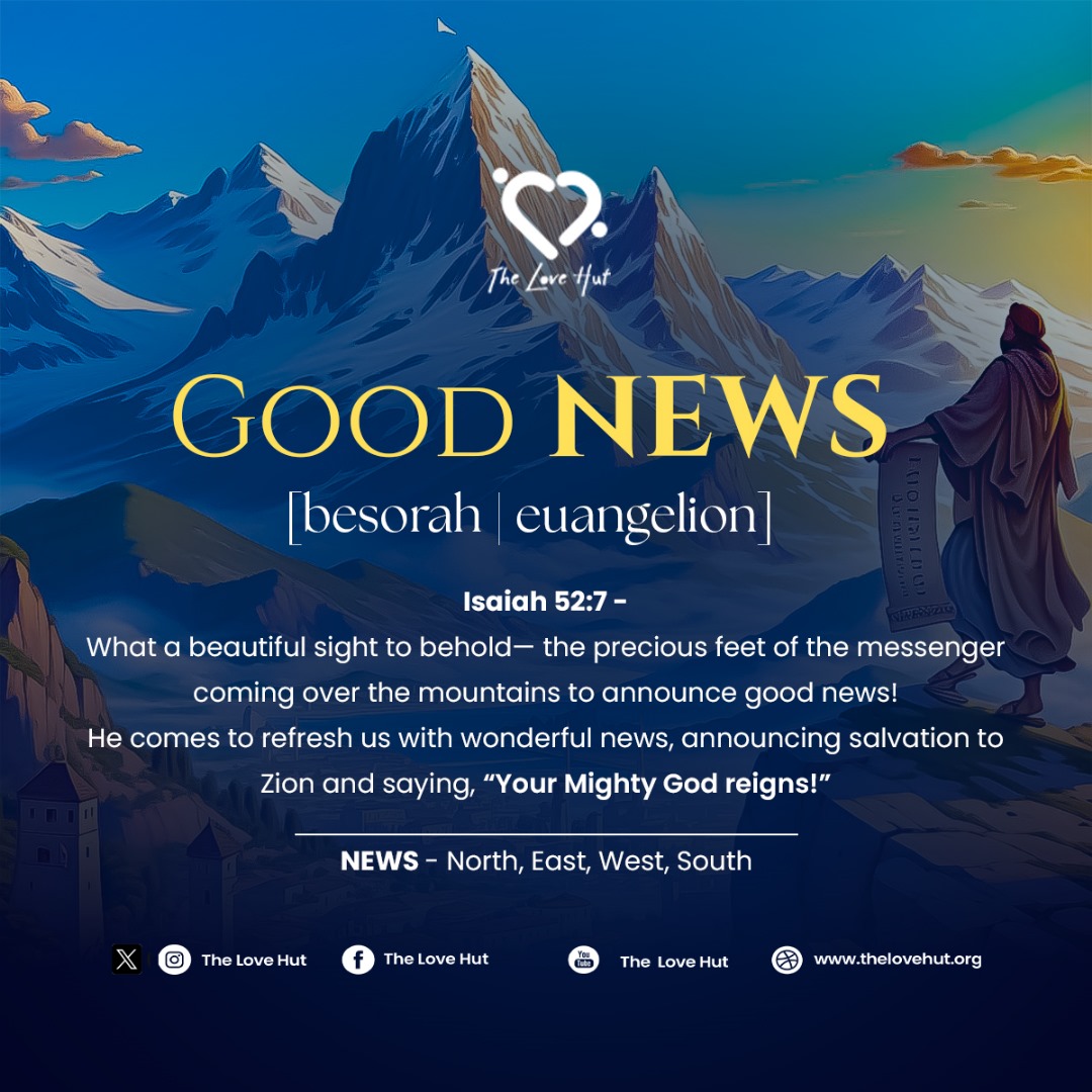 delovehut's tweet photo. Isaiah 52:7 - What a beautiful sight to behold - the precious feet of the messenger coming over the mountains to announce GOOD NEWS! He comes to refresh us with wonderful news, announcing salvation to Zion and saying, “Your Mighty God reigns!”

#goodnews 
#April 
#TheLoveHut https://t.co/KFdrWA2xNQ