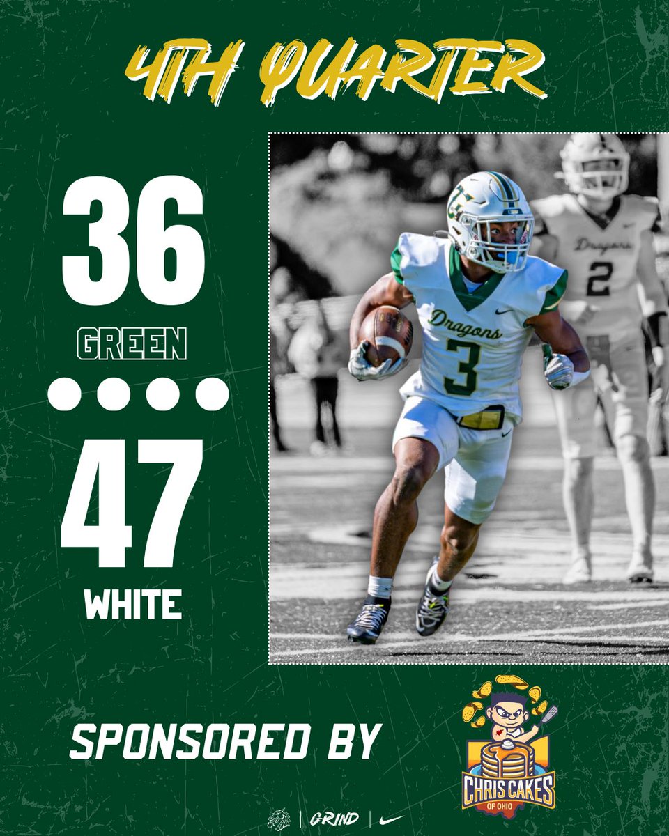 4th Quarter Score Update 🐲

The 4th Quarter was brought to you by Chris Cakes. Thank you for your continued support of Dragon Football! 

#GRIND