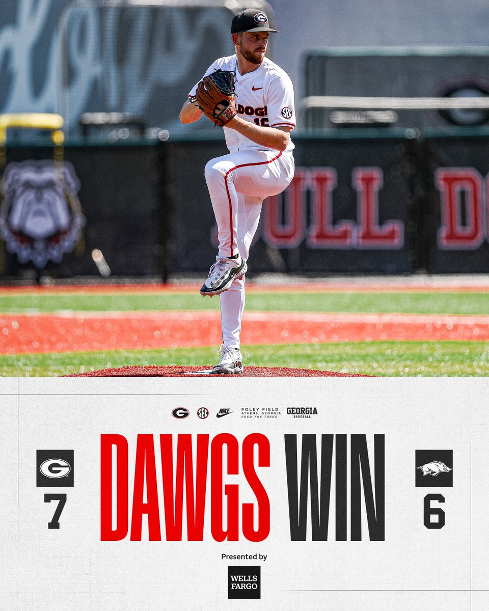 The Dawgs even the series!

Georgia will return to Foley Field for the rubber match tomorrow afternoon at 1 p.m.

#GoDawgs | <a href="/WellsFargo/">Wells Fargo</a>