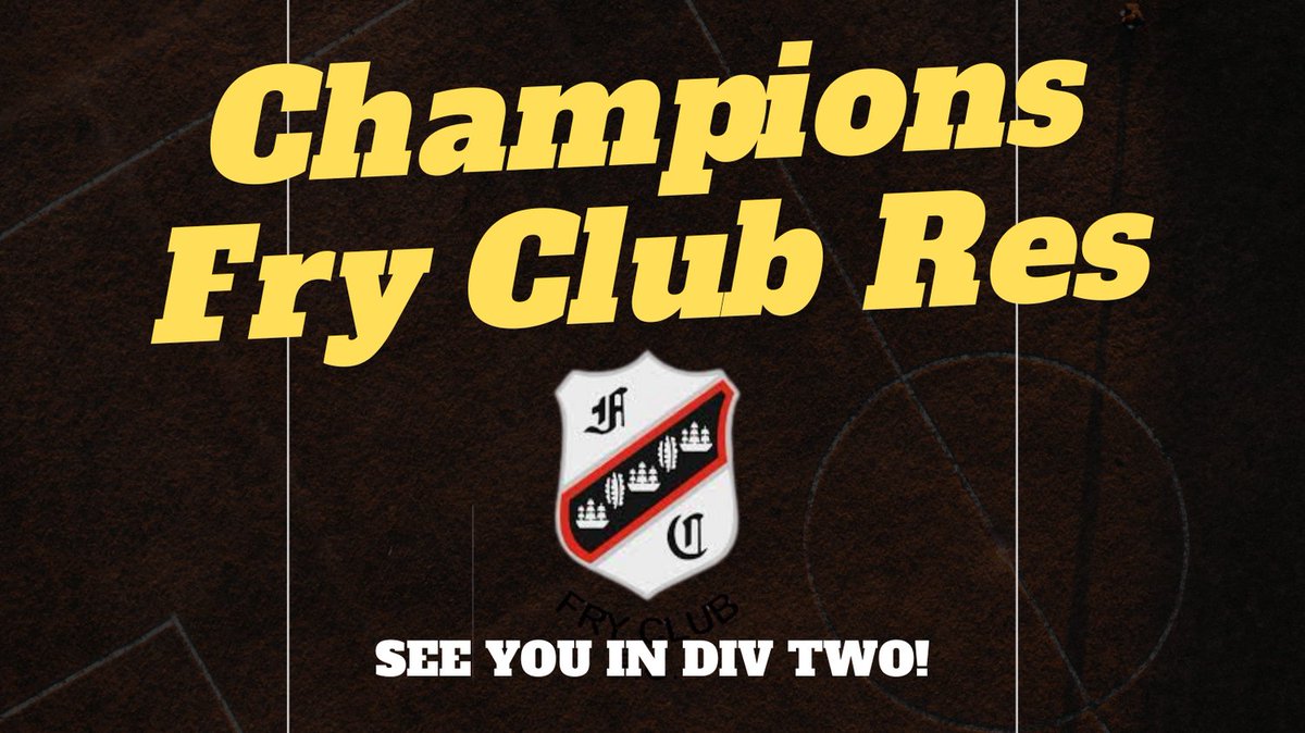 Somerset County FL (@somersetcfl) on Twitter photo <a href="/FrysFC/">Fry Club FC</a> Reserves are CHAMPIONS!
A draw earns Frys the title of Division Three Champions, with one game to spare!
Enjoy your night Frys, see you in Division Two next season! <a href="/FrysFC/">Fry Club FC</a> Reserves are CHAMPIONS!
A draw earns Frys the title of Division Three Champions, with one game to spare!
Enjoy your night Frys, see you in Division Two next season!