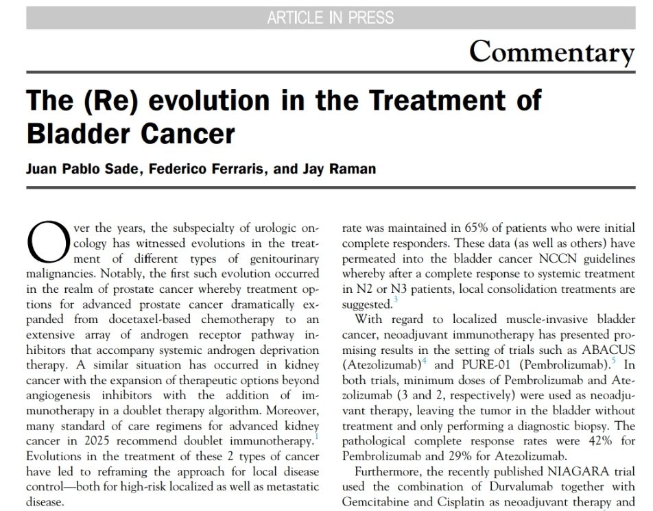 Happy to share, together with <a href="/jpsade2/">Juan Pablo Sade</a> and <a href="/urojdr/">Jay Raman</a>,  our Editorial Commentary on  <a href="/urogoldjournal/">Urology Gold Journal</a> addressing the (Re)  evolution in Bladder cancer treatment. In the near future will we perform less Radical Cystectomies or just Salvage RC?
kwnsfk27.r.eu-west-1.awstrack.me/L0/https:%2F%2…