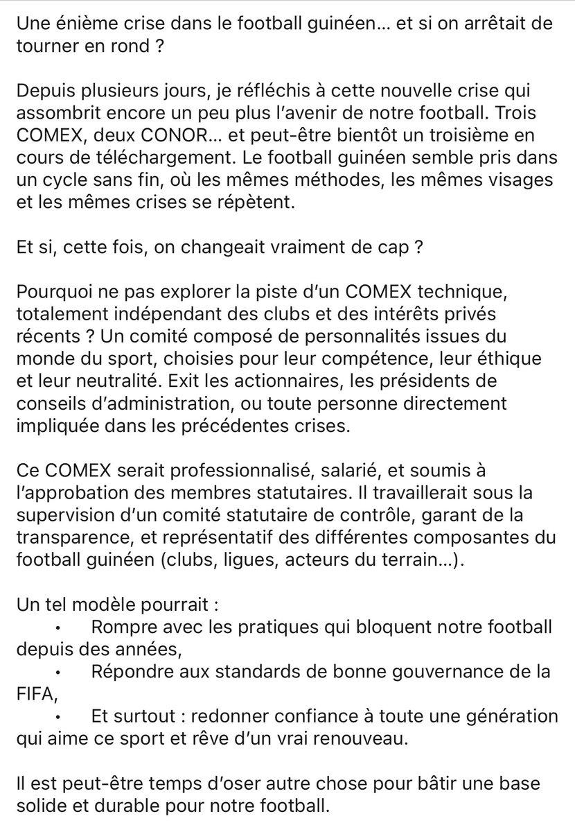 Une énième crise dans le football guinéen… et si on arrêtait de tourner en rond ?

Voir ci-dessous le détail de ce que je pense. 

Et vous, qu’en pensez-vous ? 

<a href="/fifacom_fr/">FIFA (Français)</a> <a href="/CAF_Media/">CAF Media</a> <a href="/GelsonFernandes/">Gelson Fernandes</a> <a href="/AvocatsGuilex/">Guilex Avocats</a> <a href="/CherifSadio/">Chérif Sadio</a> <a href="/Mansour_Loum/">Mansour Loum⭐️⭐️</a> <a href="/TanouDiallo18/">Tanou Diallo</a> <a href="/AmadTelivel/">Télivel</a>