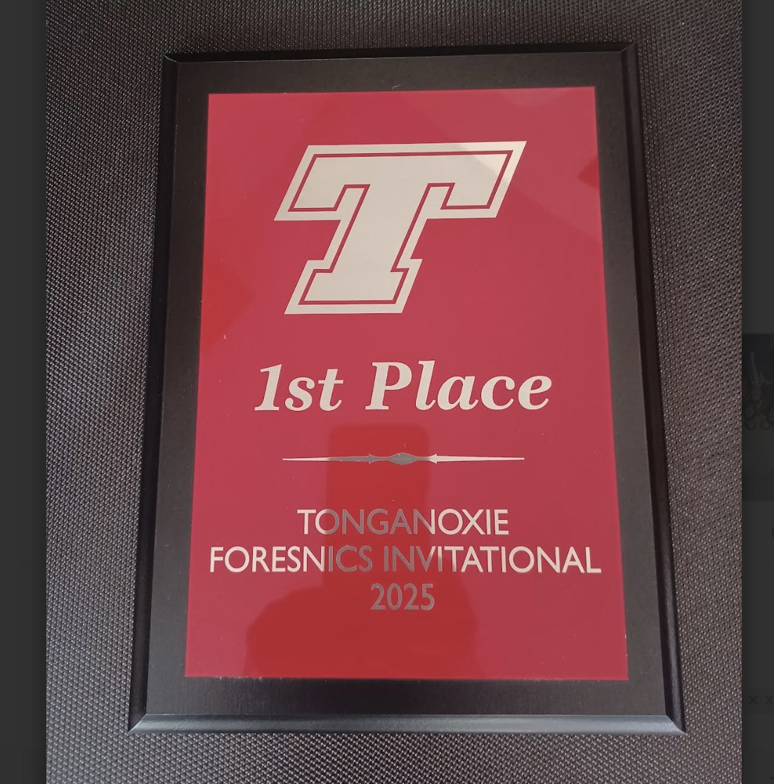 Incredible day today at the Tonganoxie Forensics tournament!  The team had 16 event finalists, 2 event champions, 1 new festival qualification, 2 new Champs qualifications, and 1st place in team sweepstakes!!!  So proud of this group of students!