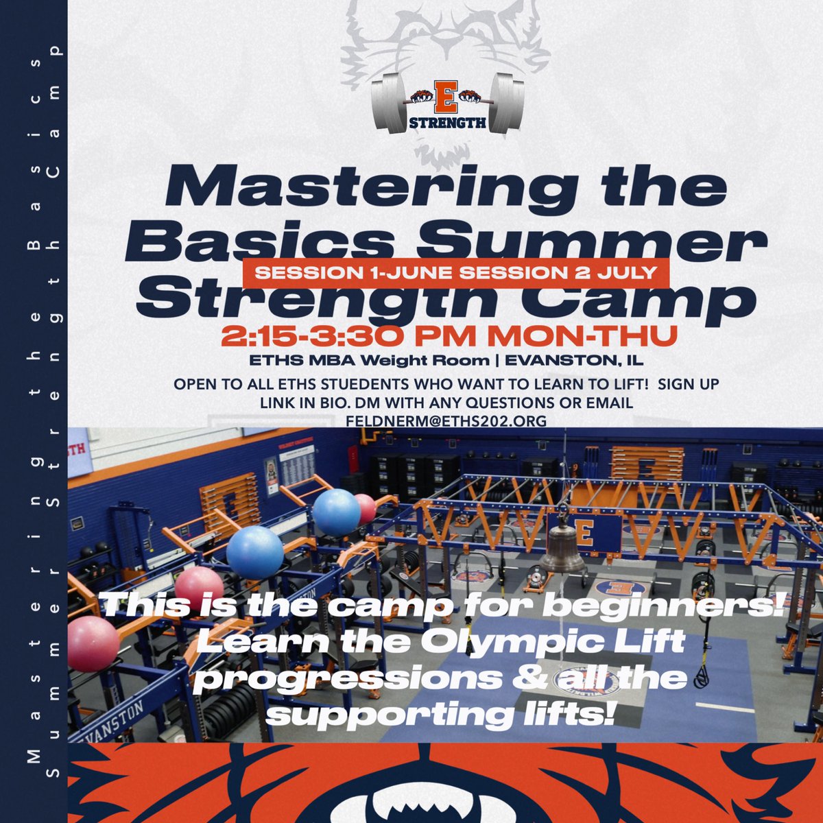 ethsstrength's tweet photo. Time to get signed up for Summer Strength Camp!  Beginners this the camp for you…learn all of the Olympic Lift progressions and the supporting lifts at a speed that ensures you learn proper technique.  @ETHSports DM with any questions https://t.co/1dbUbcHie2